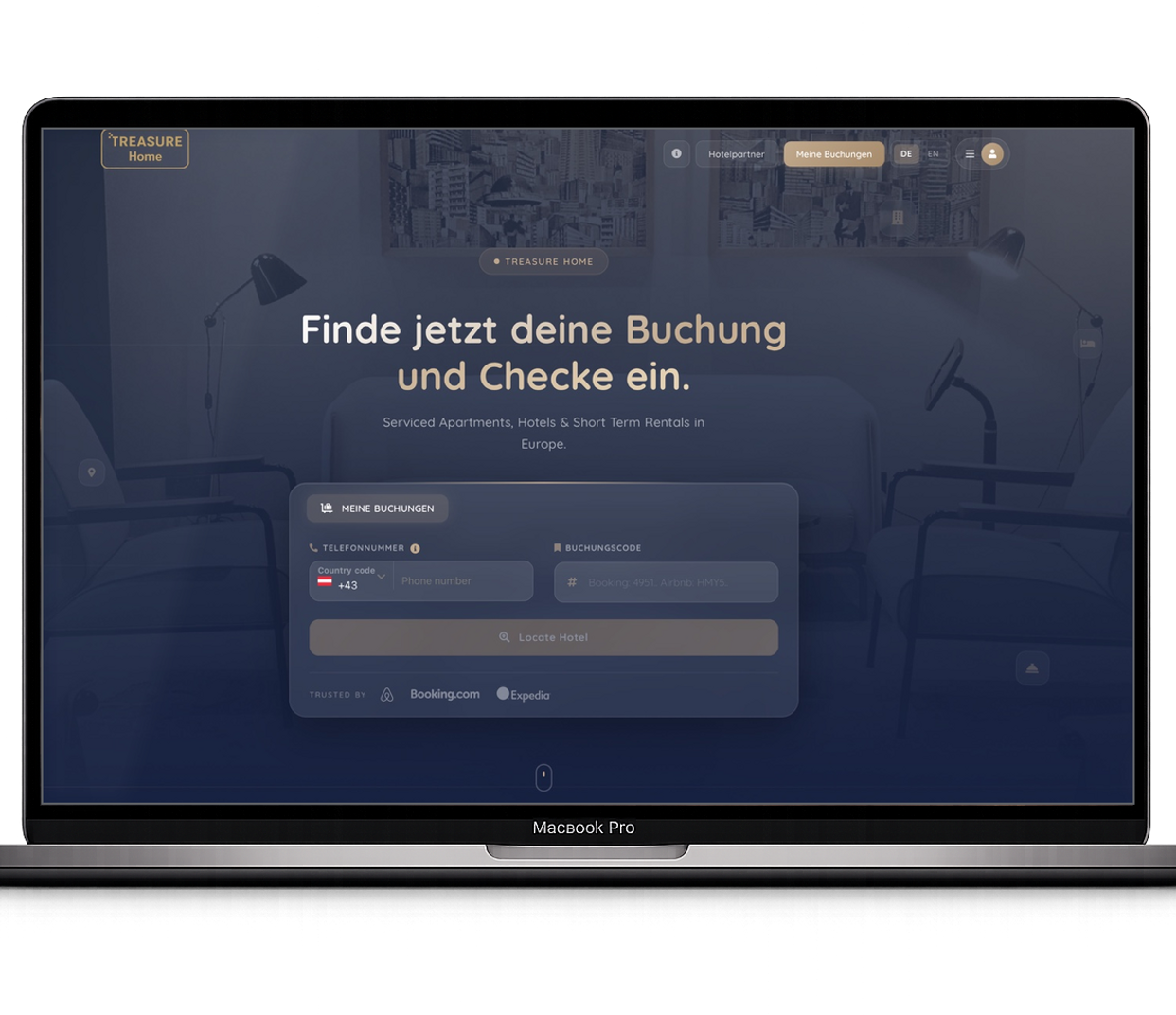 Vorschau des Treasure Home Online Check-in Portals